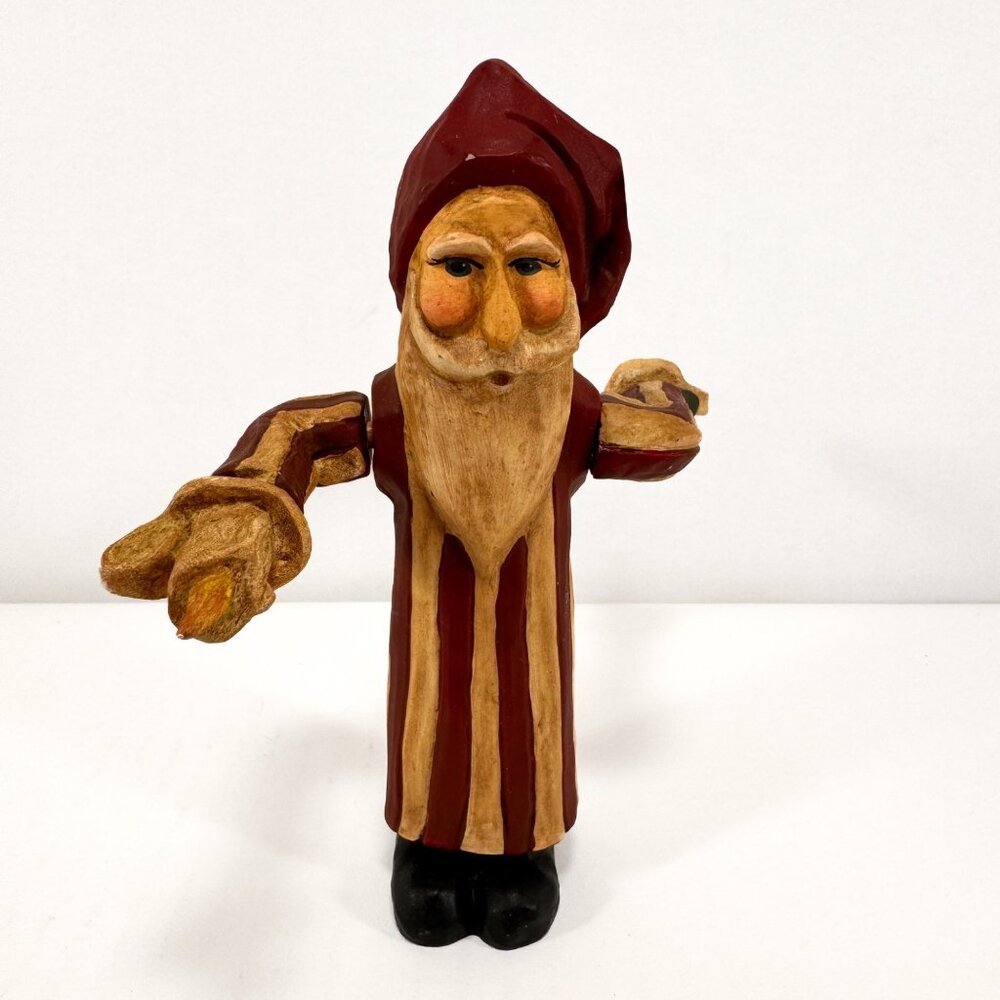 Lefever Santa Claus Figurine Enesco Folk Art Arms Move Christmas Holiday Decor